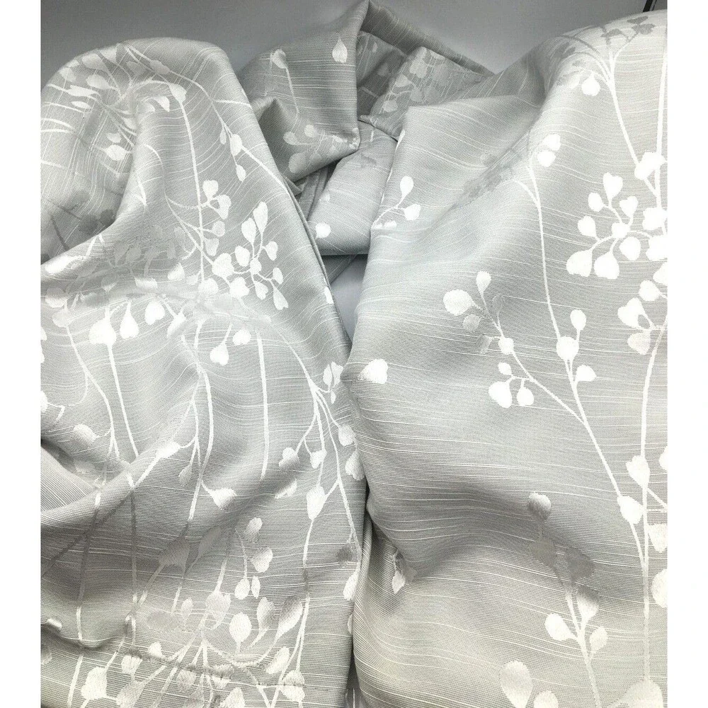 Dainty Home Fabric Shower Curtain Gray With Gray Embroidery EUC Free Shipping